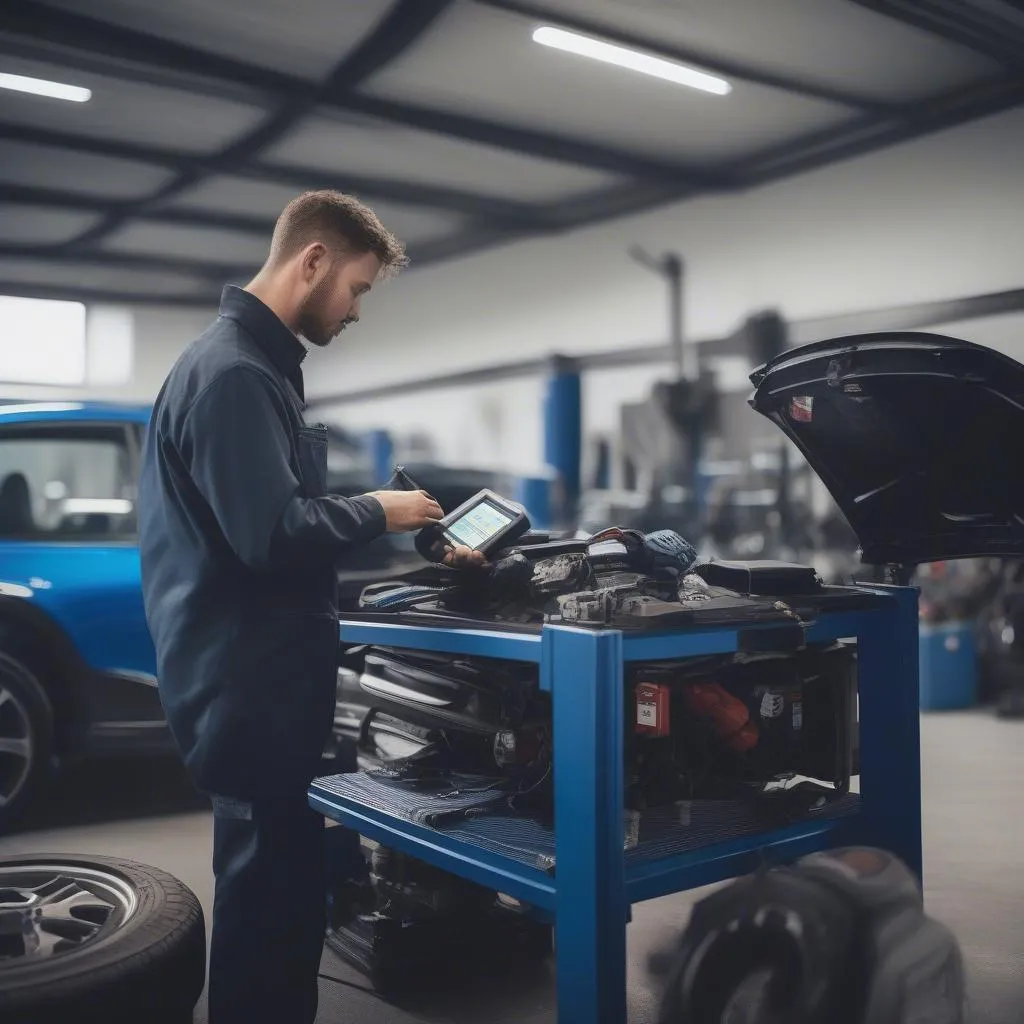 Mechanic Inspecting Car Engine