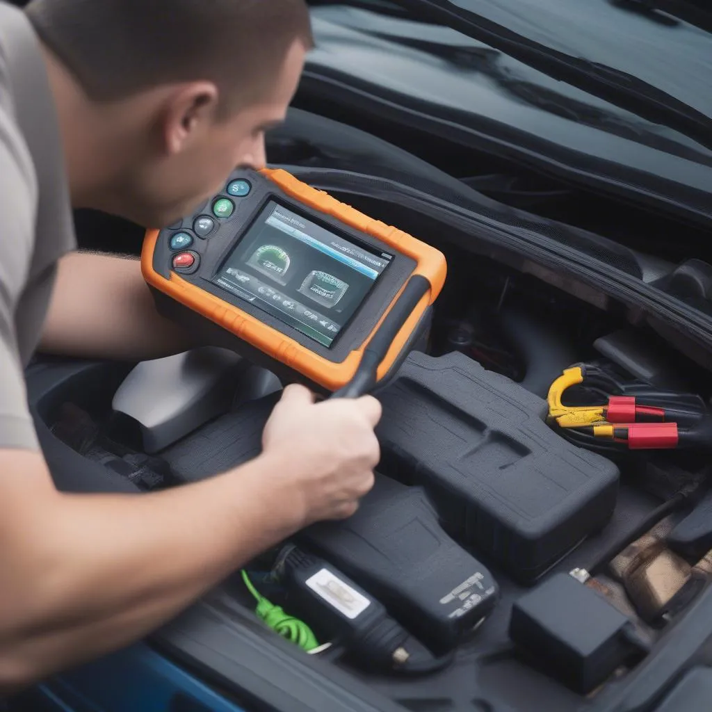 Mechanic Performing Car Diagnostics