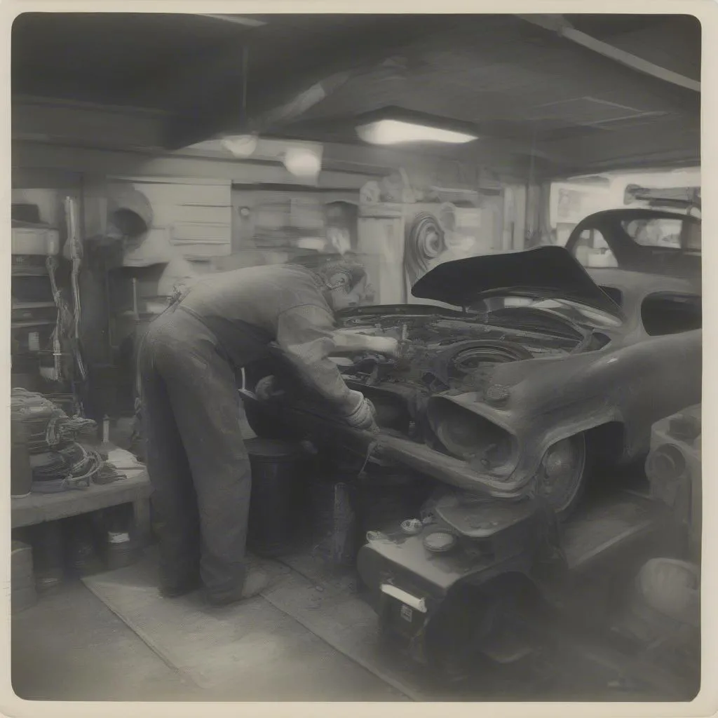 Mechanic repairing a car's steering column