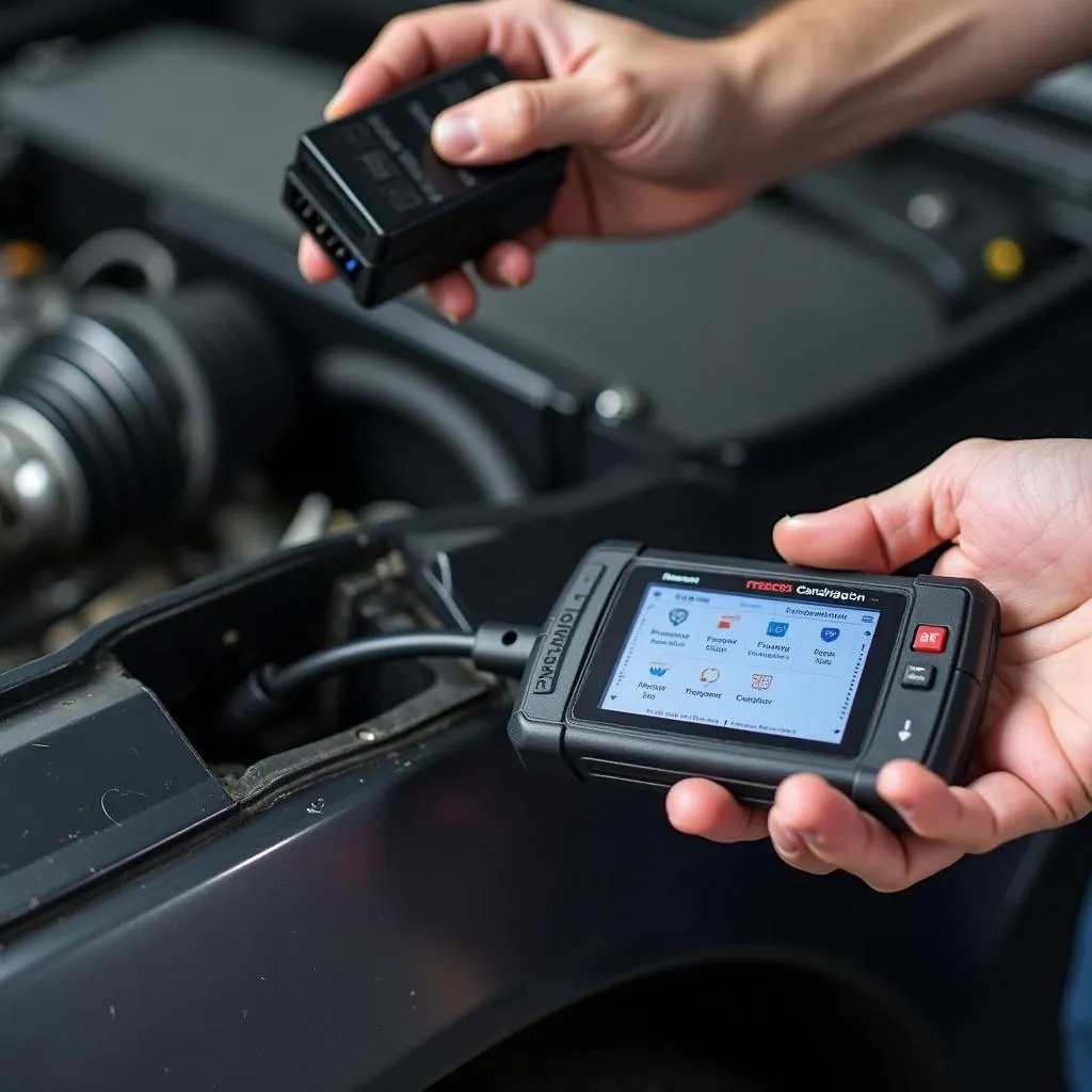 Mechanic Using Car Diagnostic Tool