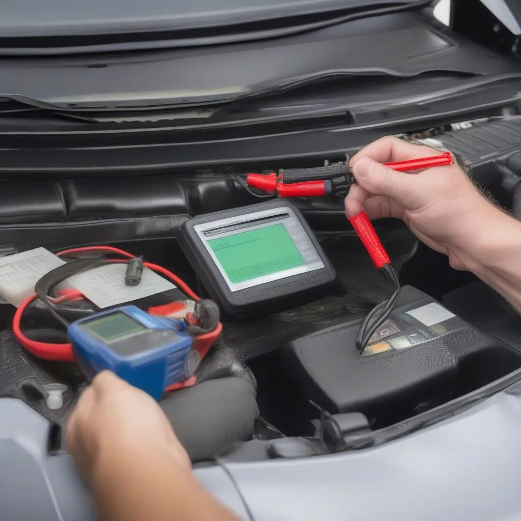 Mechanic Using Code Reader on Honda CRV