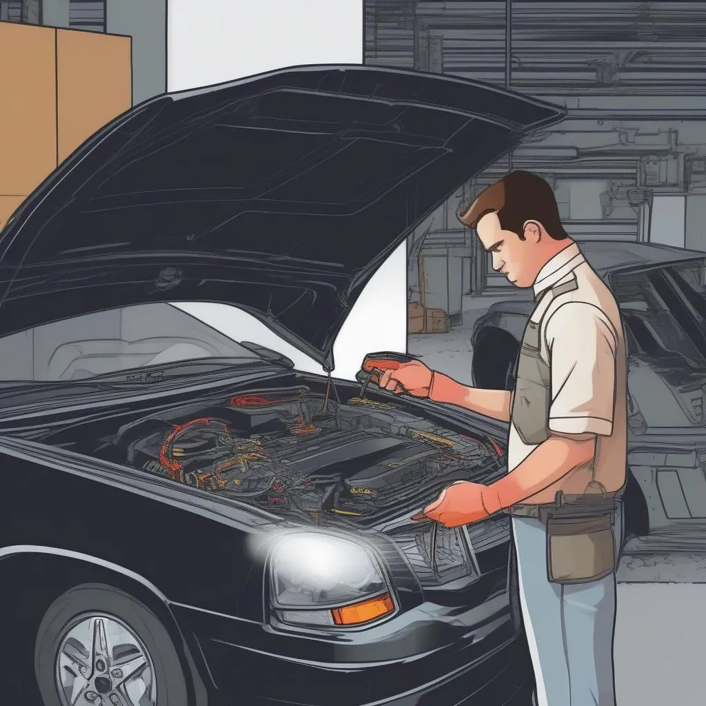 Mechanic Using Diagnostic Scanner