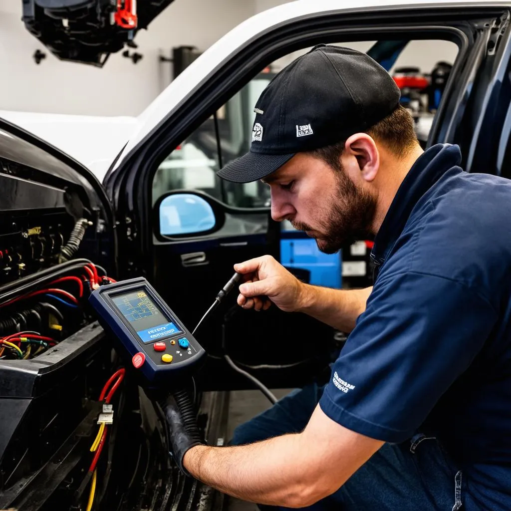 Mechanic Using Diagnostic Tool