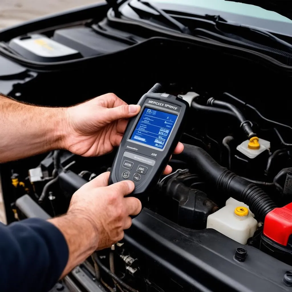 Mechanic Using Diagnostic Tool