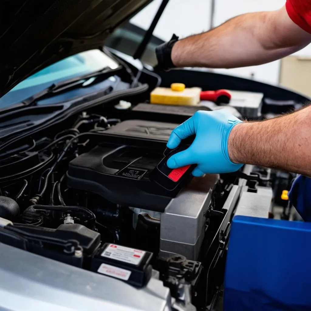 Mechanic Using Diagnostic Tool