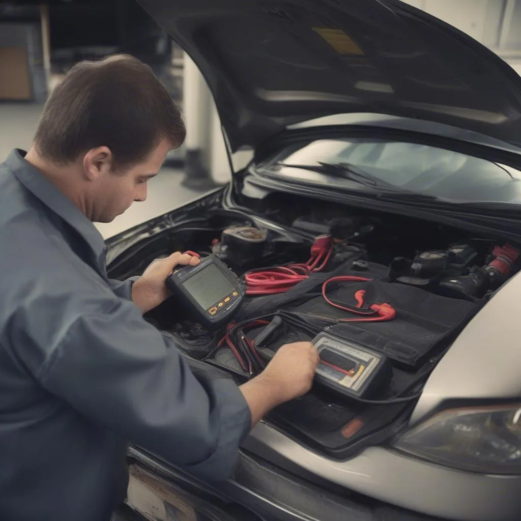 Mechanic Using Diagnostic Tool