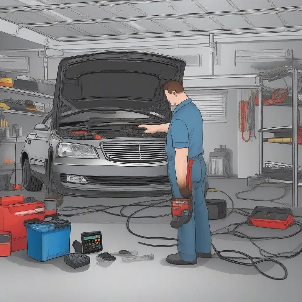 Mechanic Using Diagnostic Tool