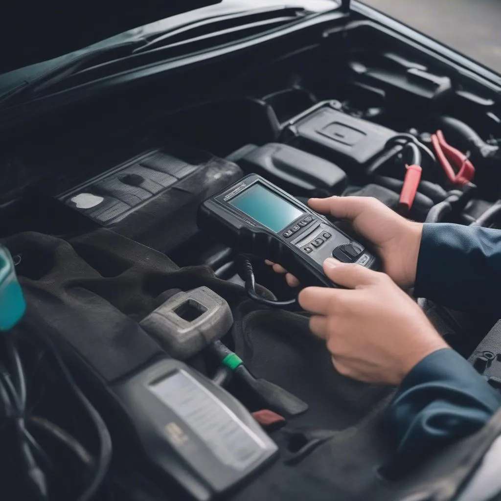  Mechanic Using a Diagnostic Tool 