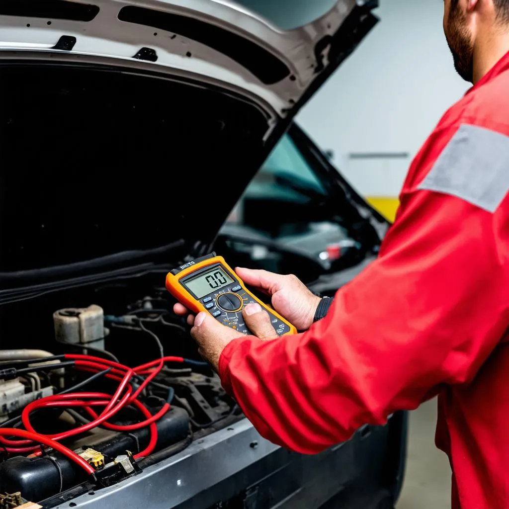 Mechanic Using Digital Multimeter