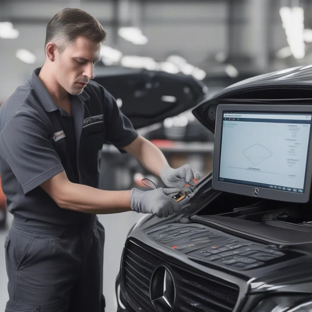 Mechanic using Launch Scanner