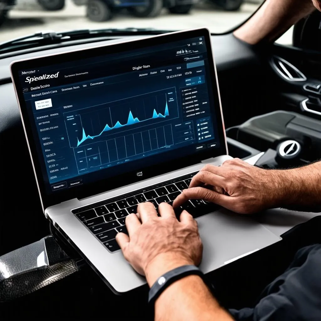 Mechanic Using Mercedes Scan Tool Software