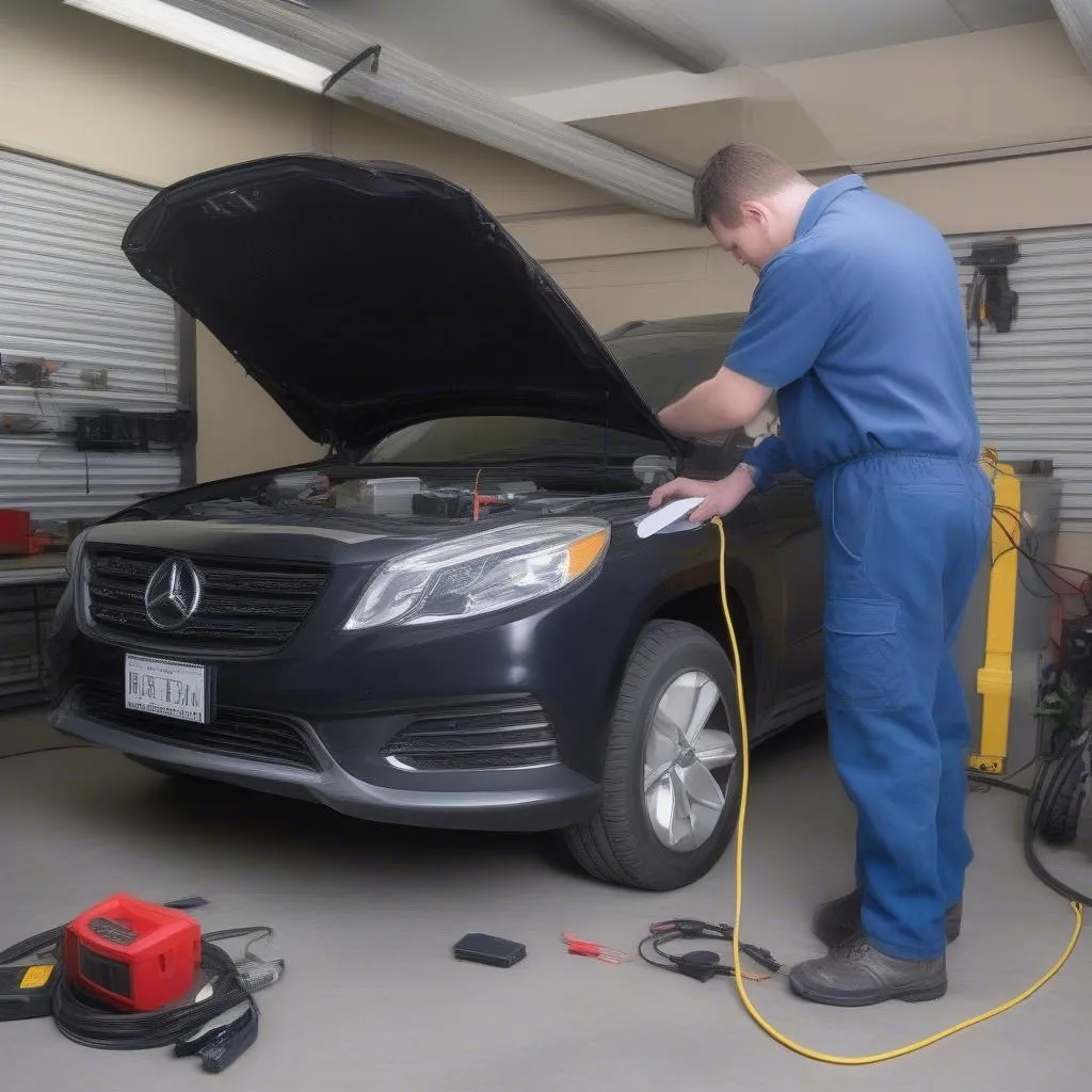 Mechanic Using OBD-II Scanner