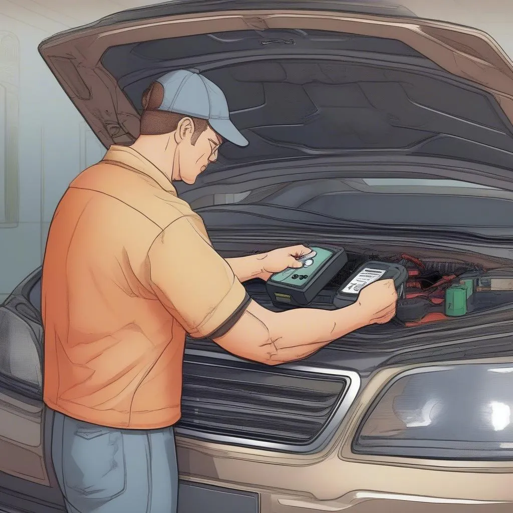 mechanic using obd2 scanner