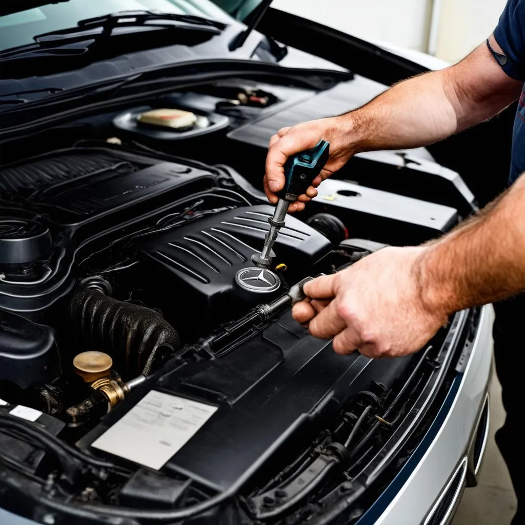 Mechanic Using Specialized Tools