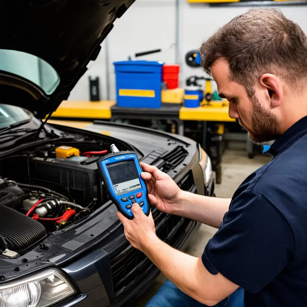 Mechanic Using VCDS for Diagnostics