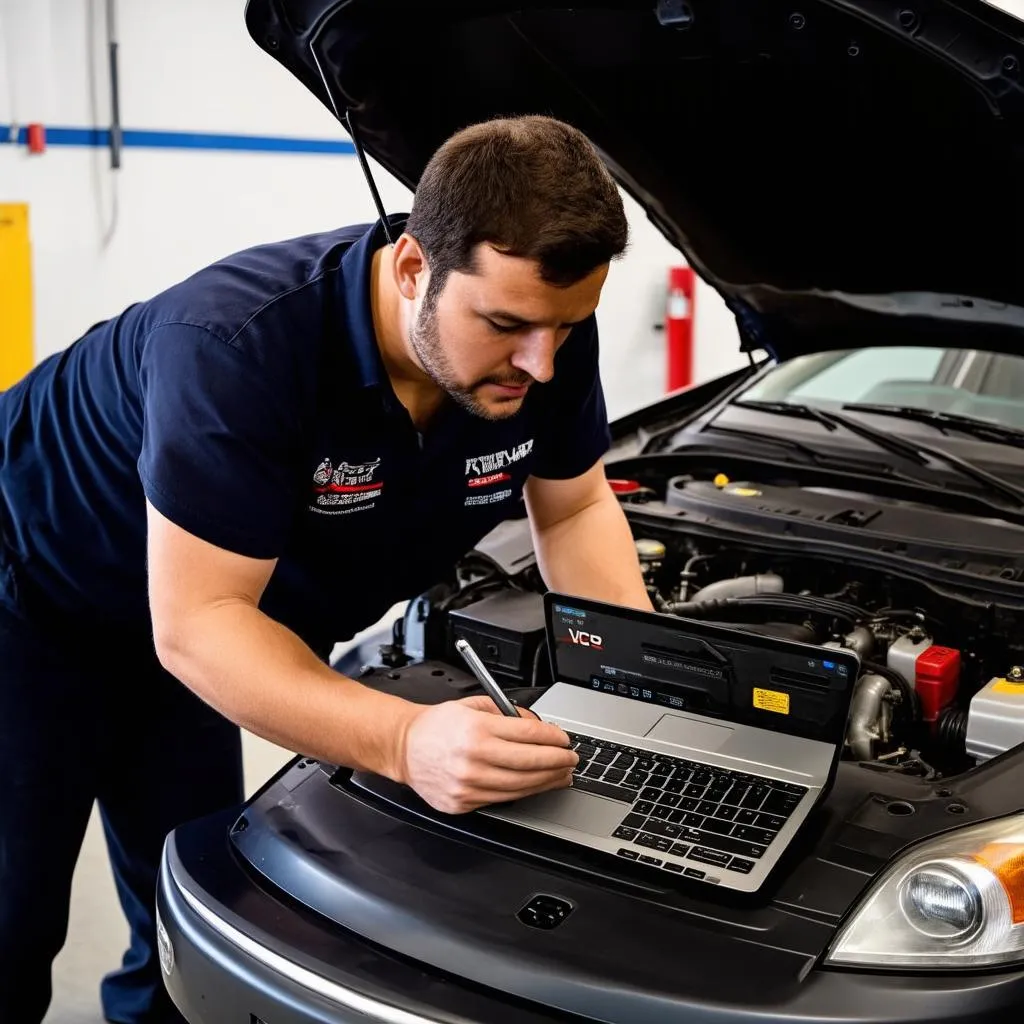 Mechanic Using VCDS to Diagnose a Car Problem