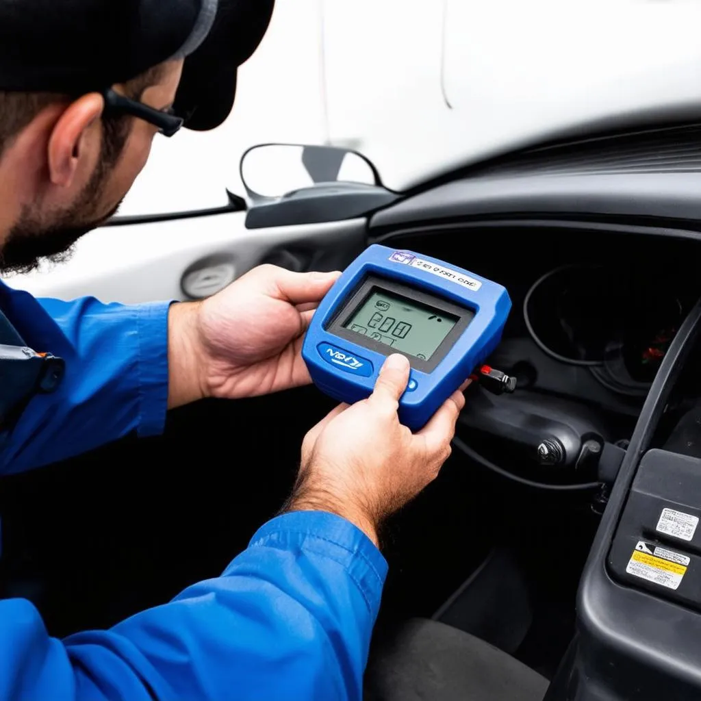 Mechanic Using VCDS Diagnostic Tool