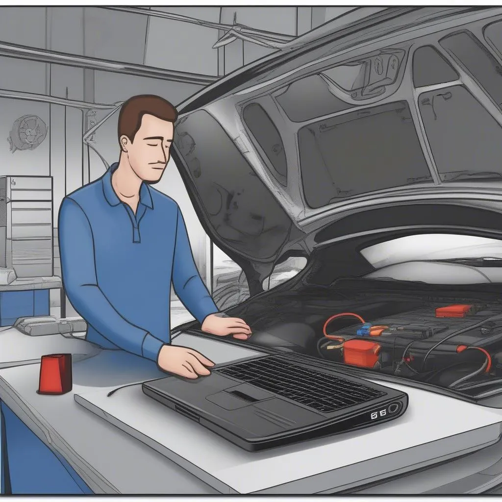 Mechanic Using VCDS Diagnostic Tool