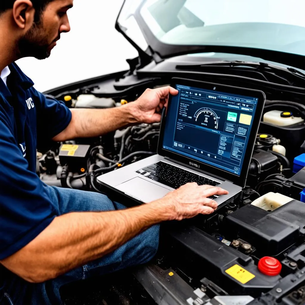 Mechanic Using VCDS for Ignition Timing