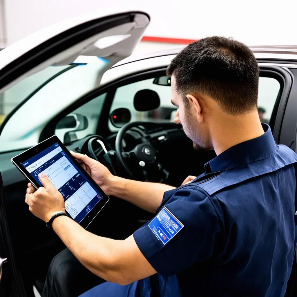 Mechanic using VCDS Mobile