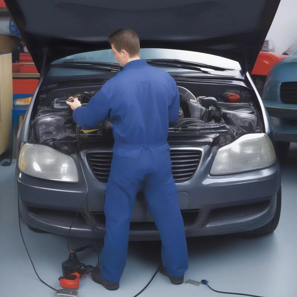 Mechanic Using VCDS on Car