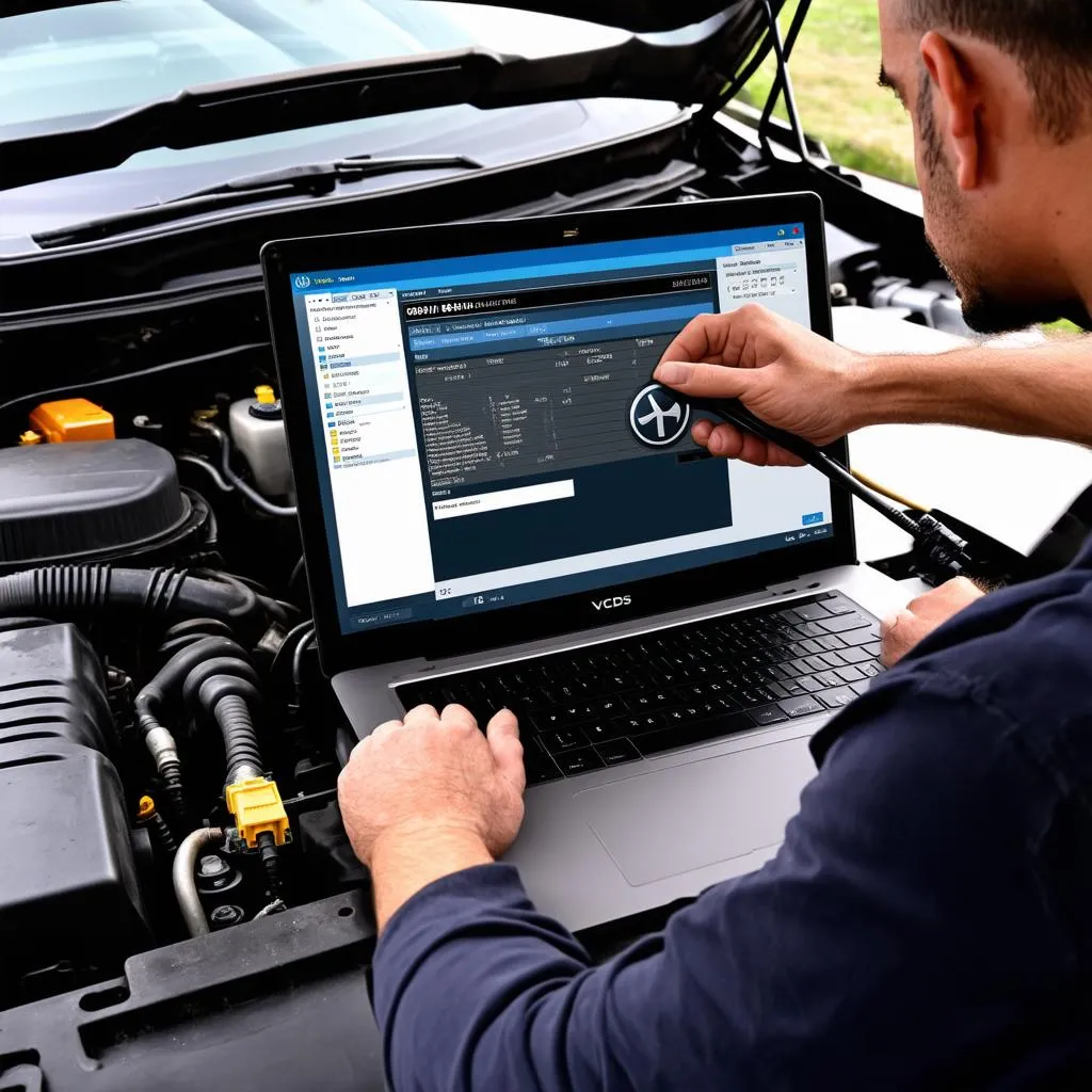 Mechanic using VCDS software