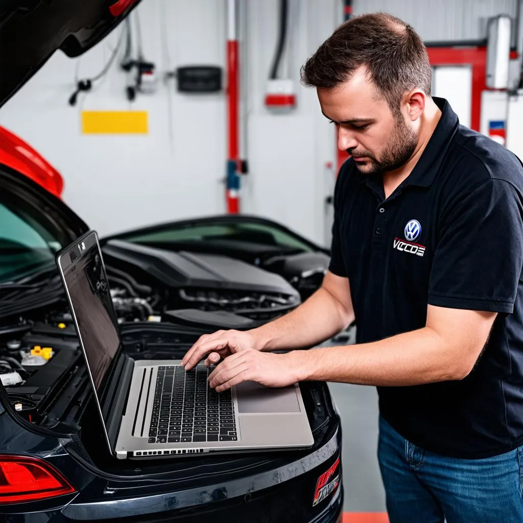 Mechanic using VCDS software