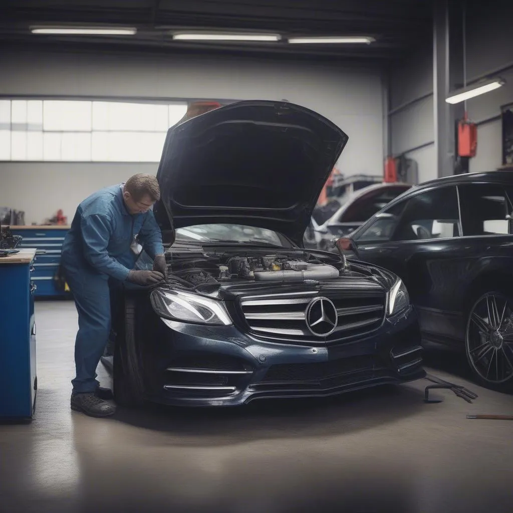 Mechanic Working on Car