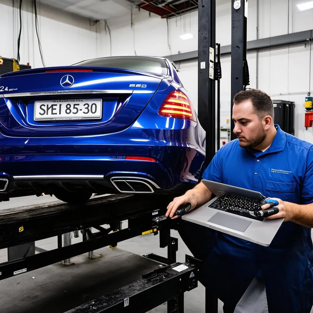 Mechanic Working on Mercedes