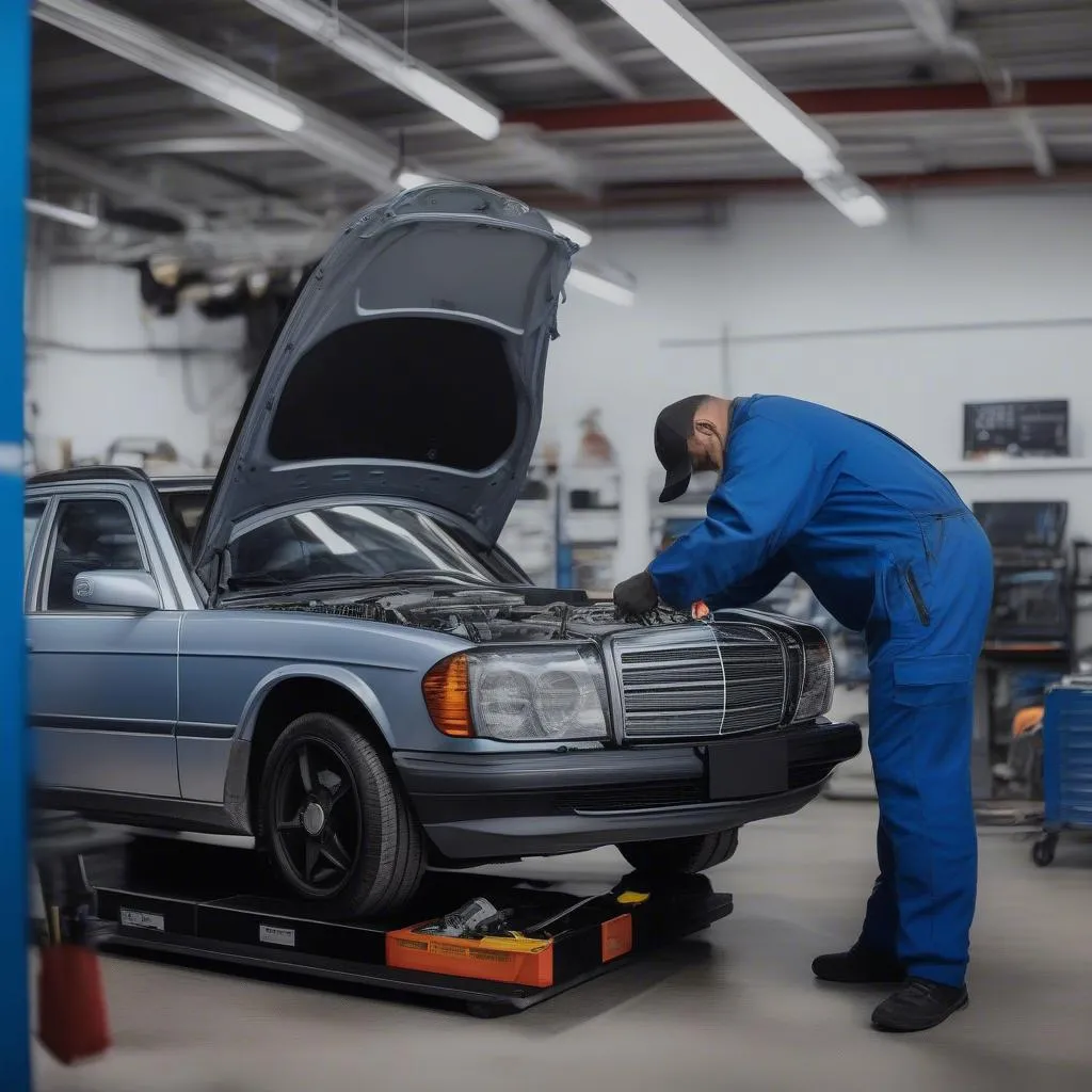 Mechanic Repairing Mercedes-Benz