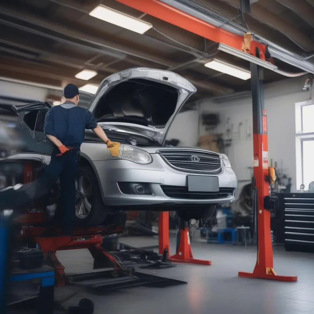 Mechanic Inspecting a Car