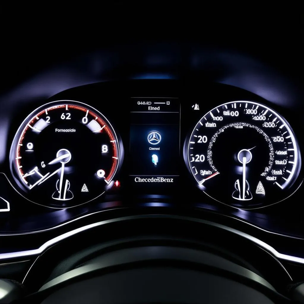 Mercedes-Benz Dashboard with Check Engine Light On