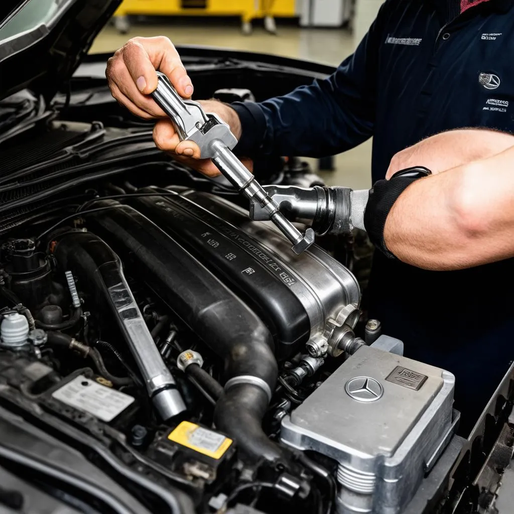 Mercedes Benz Mechanic at Work