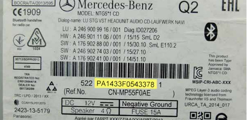 Mercedes Benz Panasonic Radios code