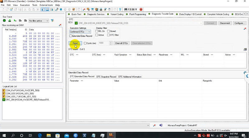 Read ECU Errors with DTS Monaco