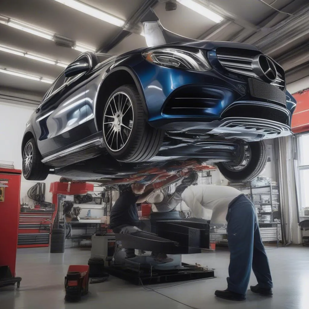 Mercedes on lift air suspension repair