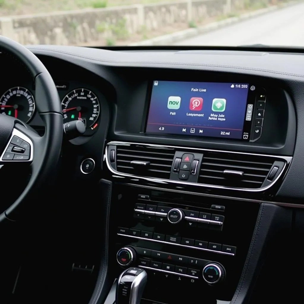 Modern car interior featuring a Bluetooth radio