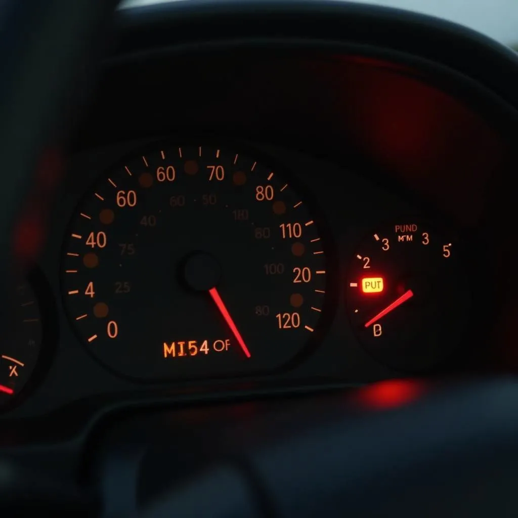 Car dashboard with illuminated security light