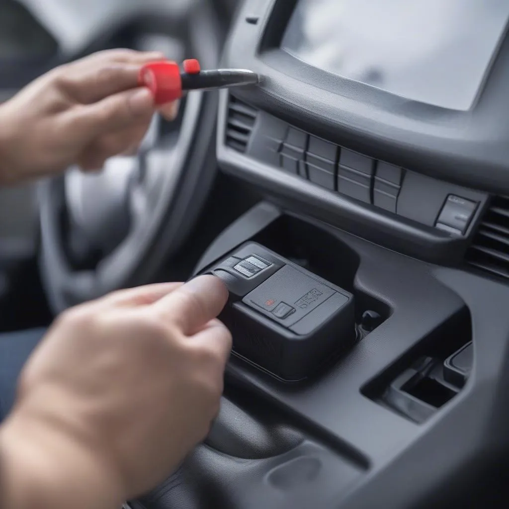 Installing an OBD2 port lock in car