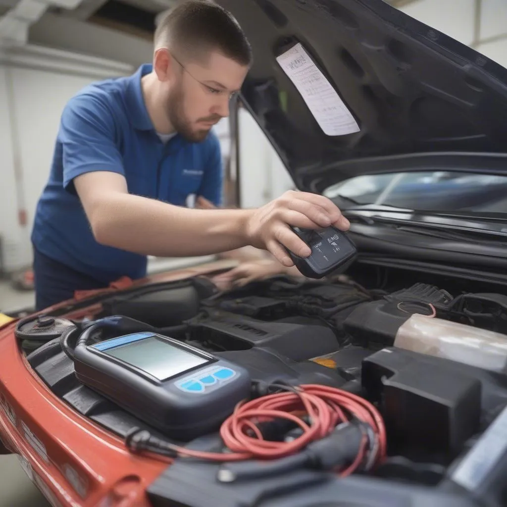 OBD2 Scanner Connected to Car