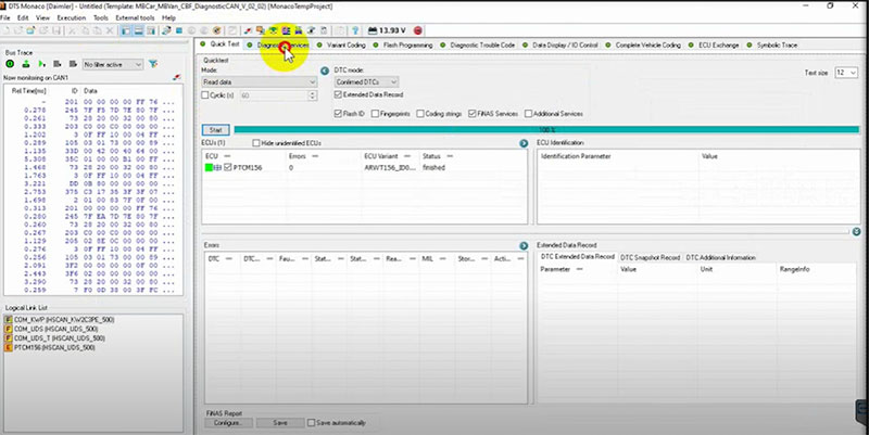 Access the Control Unit with DTS Monaco