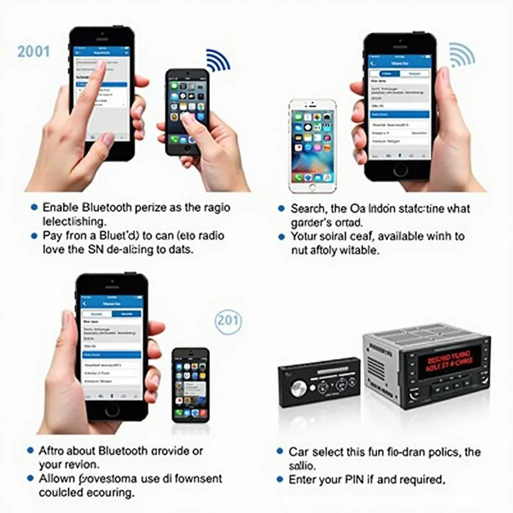 Steps to pair a smartphone with a car radio via Bluetooth