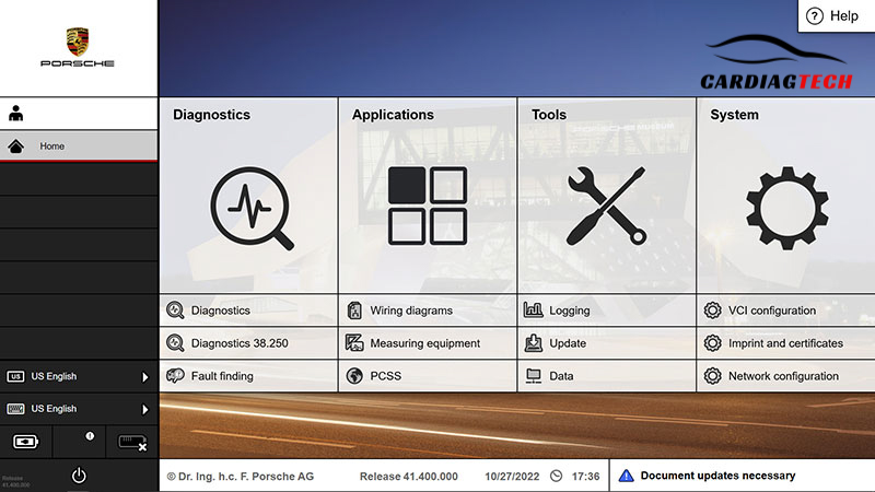 Piwis Software Version 41.4 User Interface