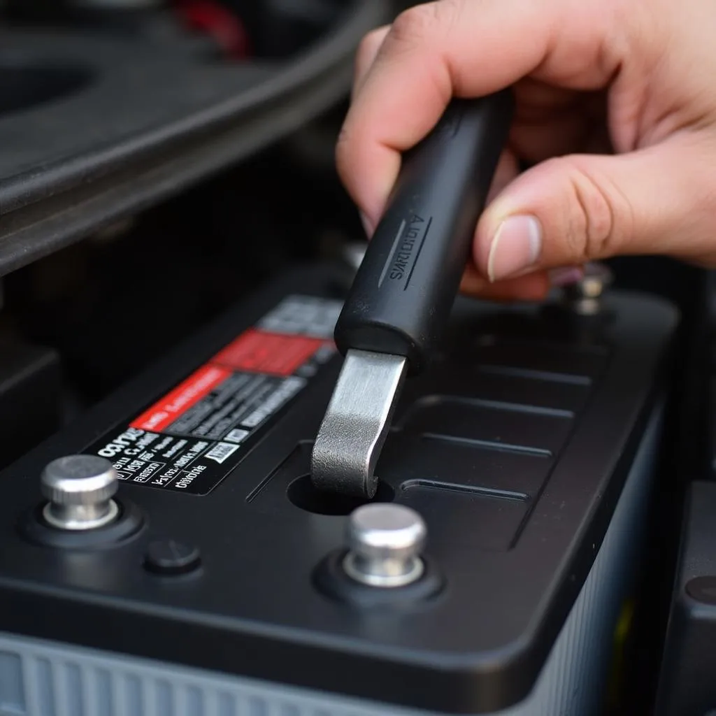 Disconnecting car battery negative terminal