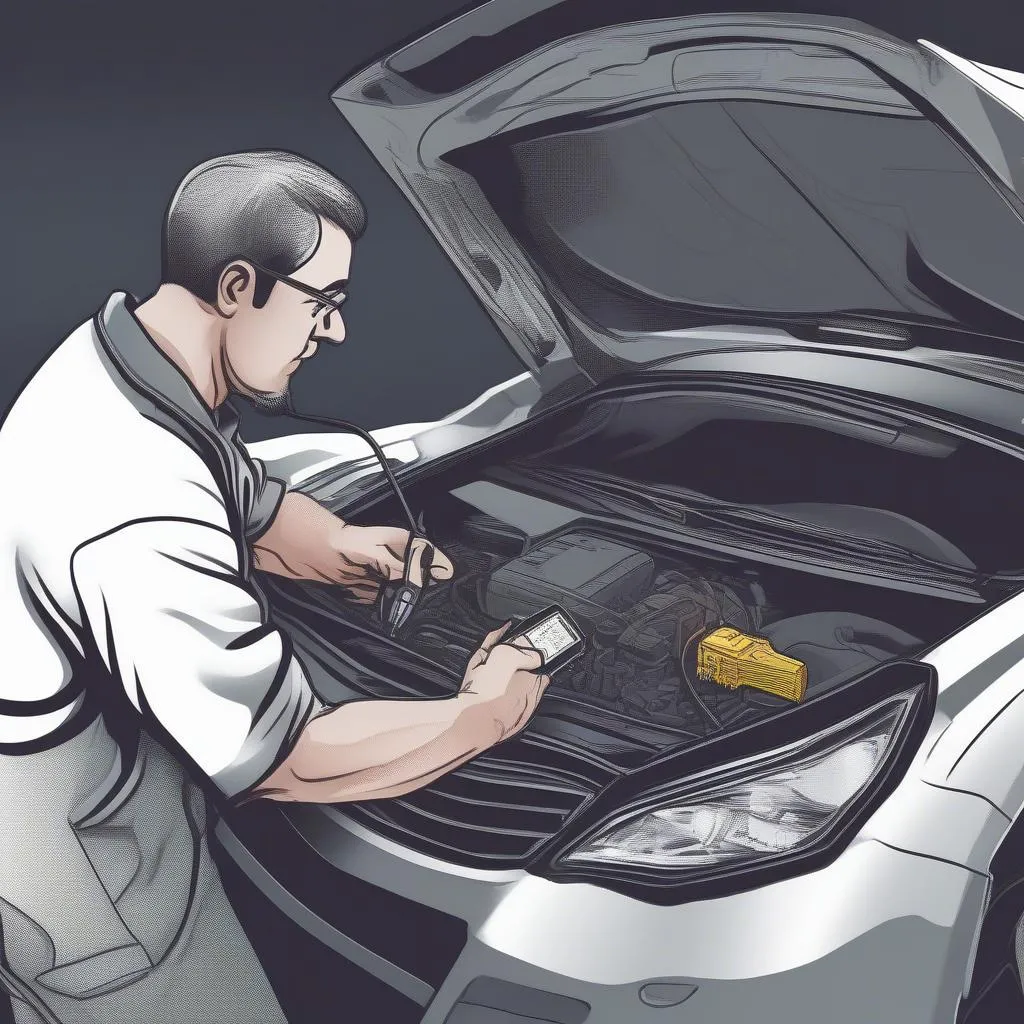 Professional Mechanic Diagnosing Car Issues