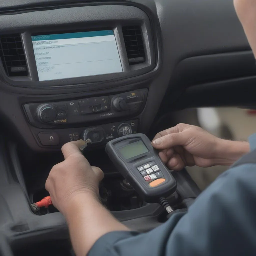 Mechanic resetting anti-theft system on Chevy Impala