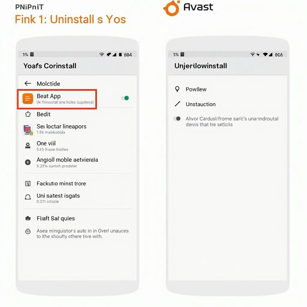 Uninstalling Avast from Android Settings