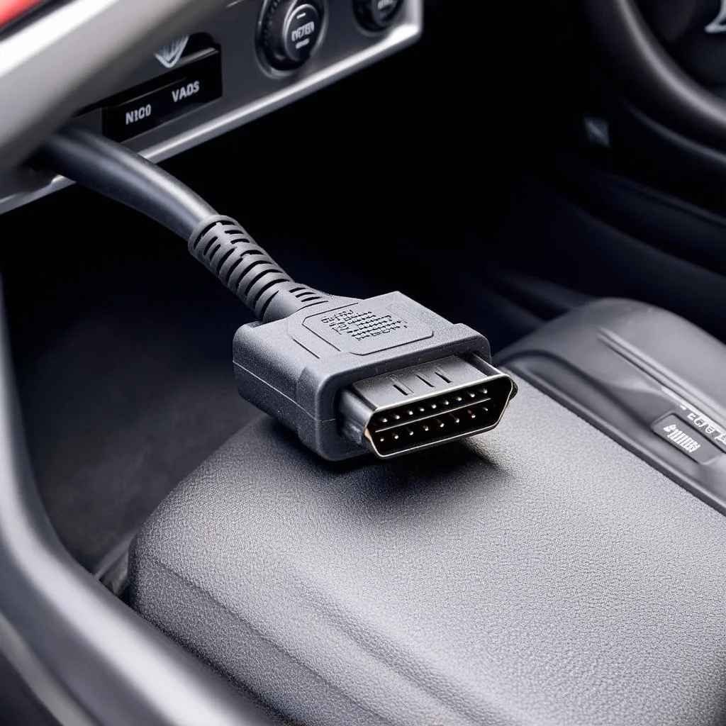 VCDS Interface Cable connected to car