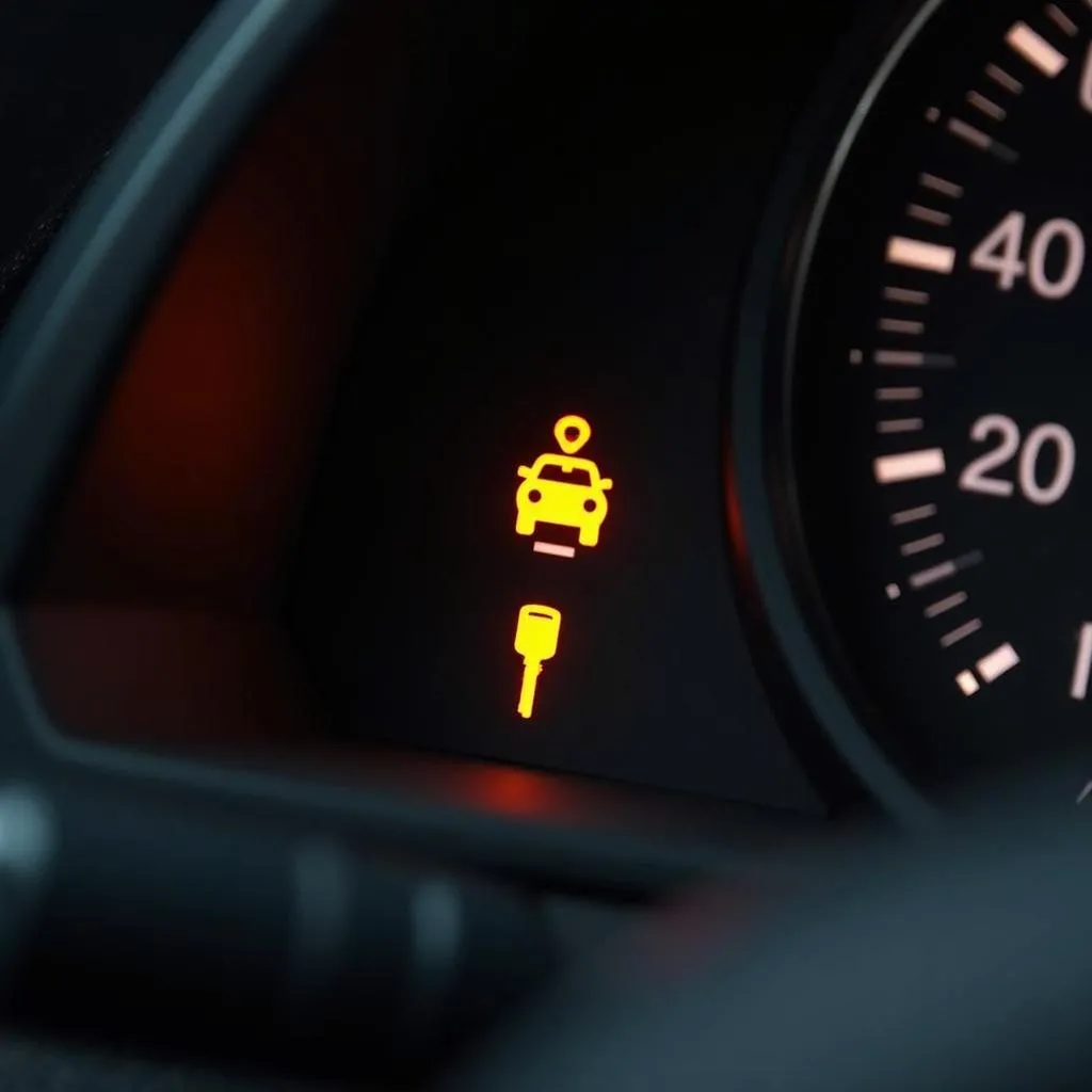 Dashboard warning light indicating a potential issue with the car's immobilizer system