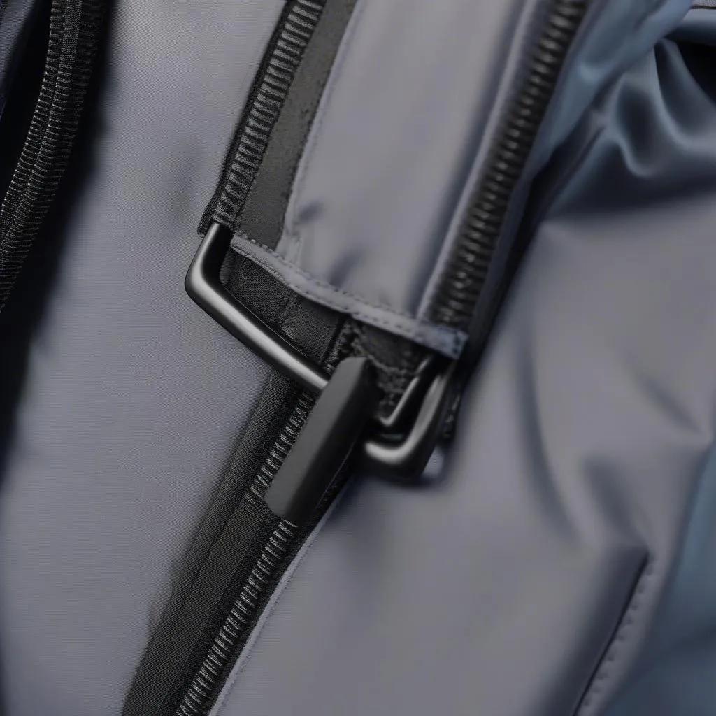 Close-up of a waterproof zipper on an anti-theft backpack